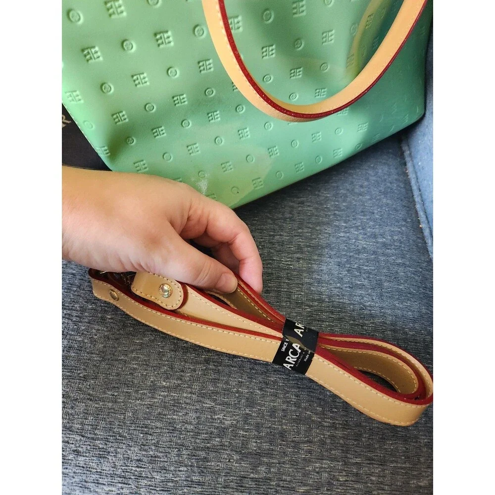 Arcadia Patent Leather Satchel Handbag in Jade Green